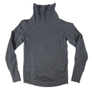 Lululemon Women's Sweater Size‎ 4 Gray Mock Turtle Neck Front Pocket Thumb Hole